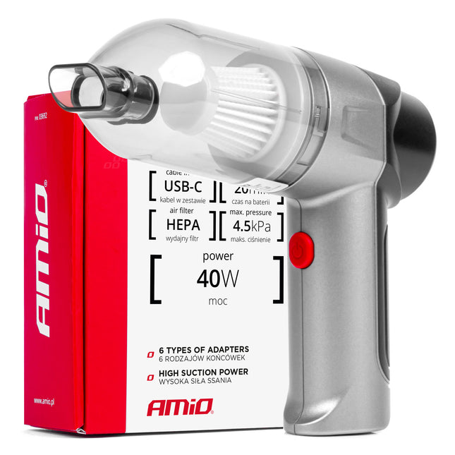 AMiO Aspirapolvere per auto senza fili HEPA 40W 4000mAh - Autoaccessori-Bebbox
