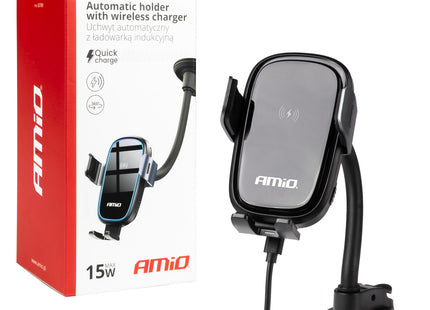 AMiO MyMAG Supporto magnetico con caricabatterie wireless MAX 15W con ventosa Pipe Strong - Autoaccessori-Bebbox