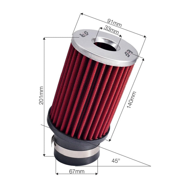 Simoni Racing FSR/UP – Filtro Biconico Obliquo in Cotone Rosso - Autoaccessori-Bebbox
