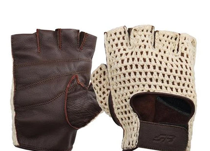 Guanti Vintage marroni senza dita con rete Simoni Racing