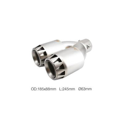 Terminale rotondo id 63mm doppio acciaio inox satinato - Autoaccessori-Bebbox